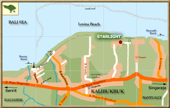 Location map Resort Starlight Lovina Bali